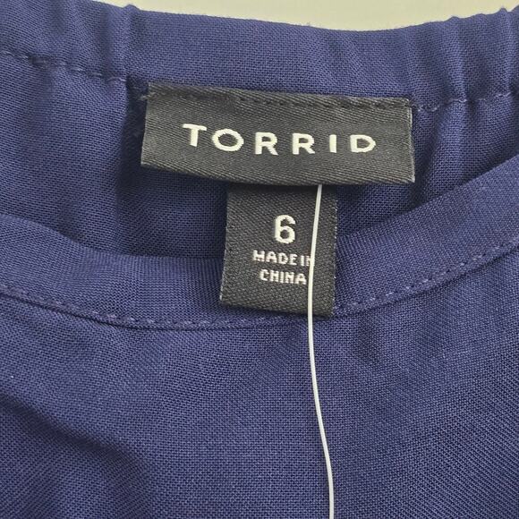 NWT Torrid Women’s Plus Sz 6 Navy Mini Sundress Fringe Crochet Resortwear Boho - Picture 5 of 8